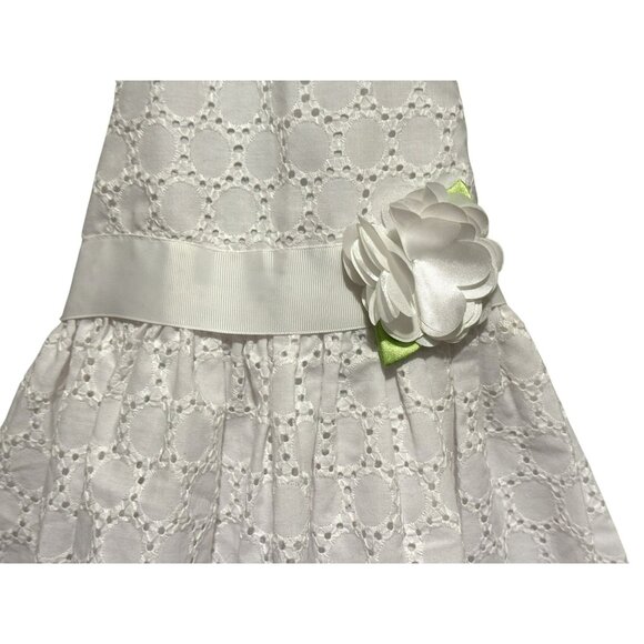 Sweet Heart Rose Infant Girls 24 Mo White Eyelet Halter Neck Dress Ribbon Flower - Picture 2 of 8